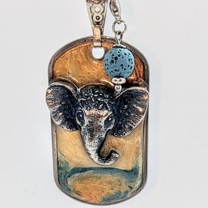 Lucky Elephant Dog Tag Necklace